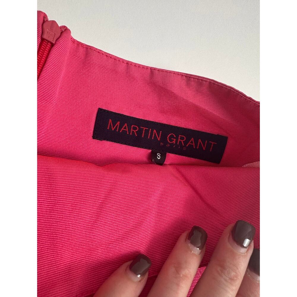 Martin Grant Paris NWT Structured A-Line Skirt – Hot Pink Silk Blend – Size S - Picture 3 of 14